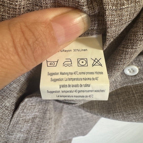 Coofandy Shirt Mens Size XL Brown Linen Blend Short Sleeve Button Down Lightweig - Picture 3 of 8